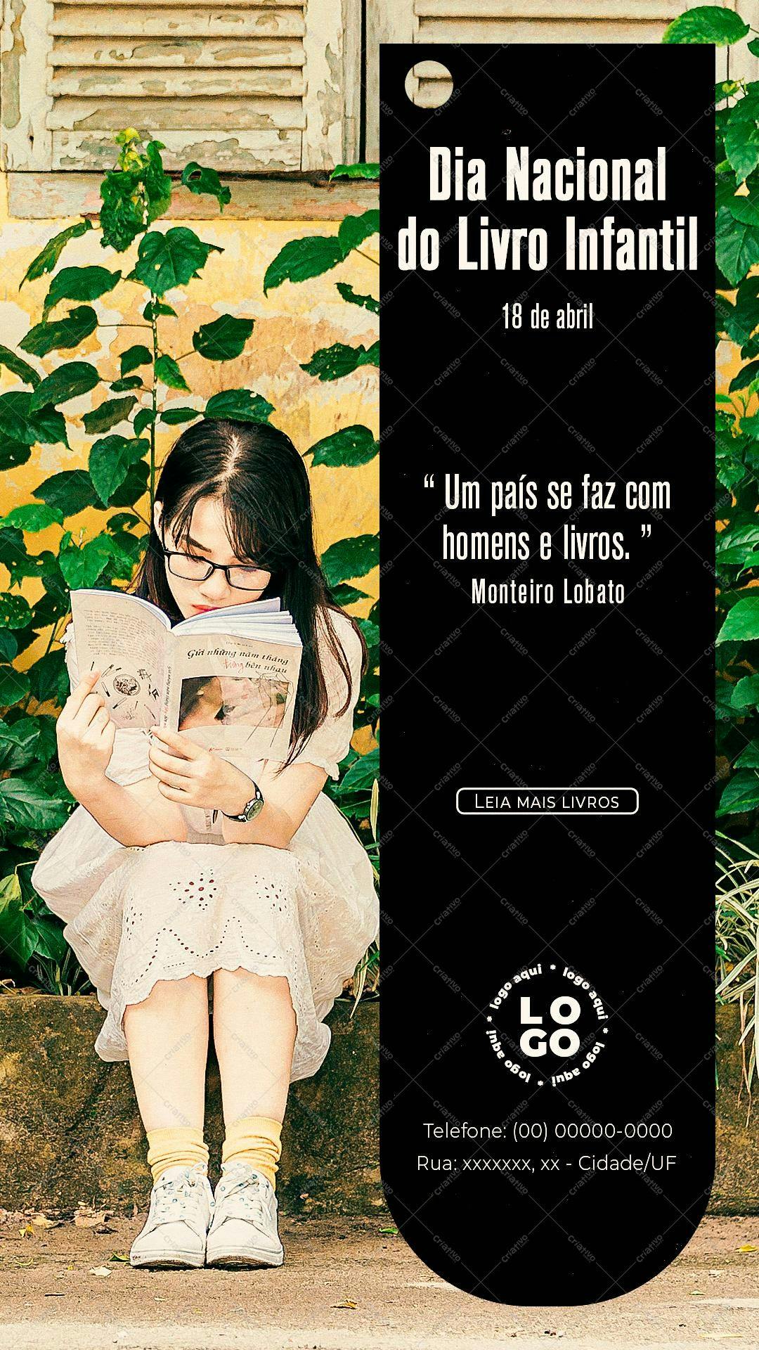 Marcadores Dia Nacional do Livro Infantil PSD Editável