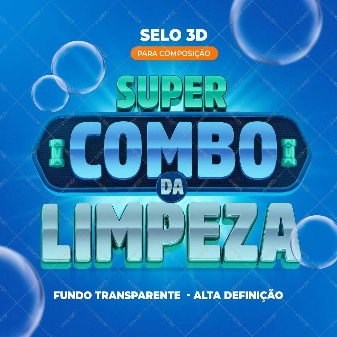 Selo 3D promocional azul e verde metálico