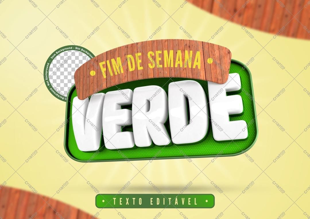 Selo 3D Promocional Weekend Verde e Madeira