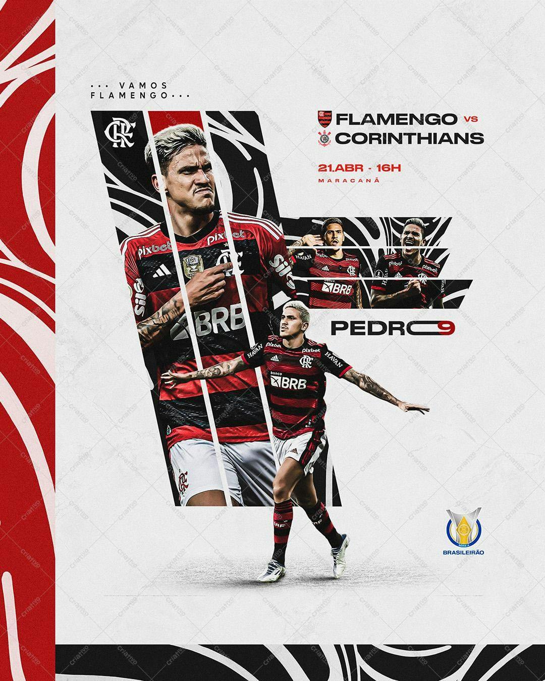 Post para Redes Sociais Flamengo x Corinthians PSD Editável