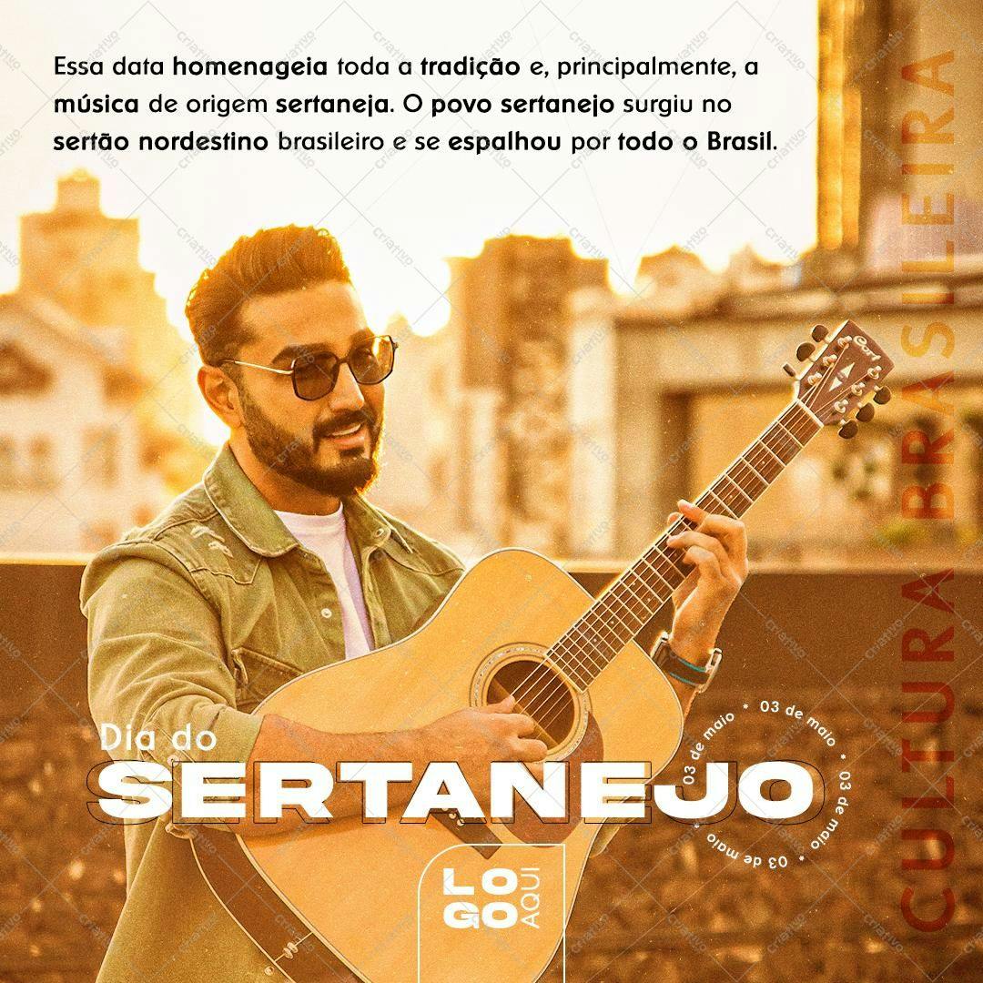 Post para Redes Sociais Dia do Sertanejo PSD Editável