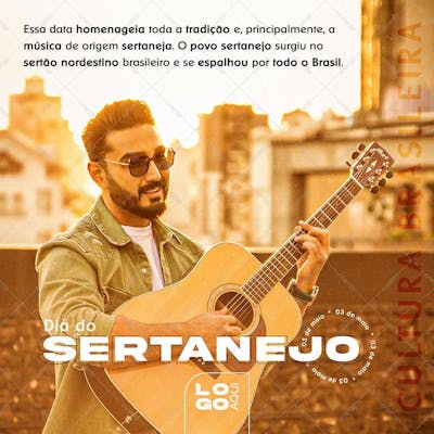 Dia Do Sertanejo , arte editável, imagens inclusas, PSD