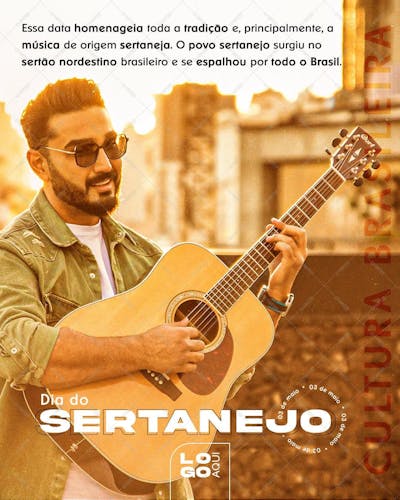 Dia Do Sertanejo , arte editável, imagens inclusas, PSD