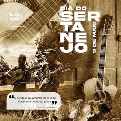 Dia Do Sertanejo , arte editável, imagens inclusas, PSD