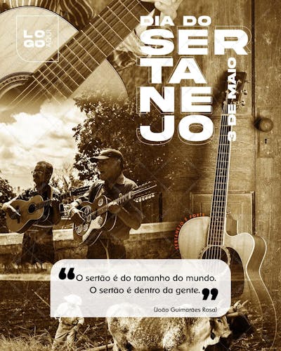 Dia Do Sertanejo , arte editável, imagens inclusas, PSD