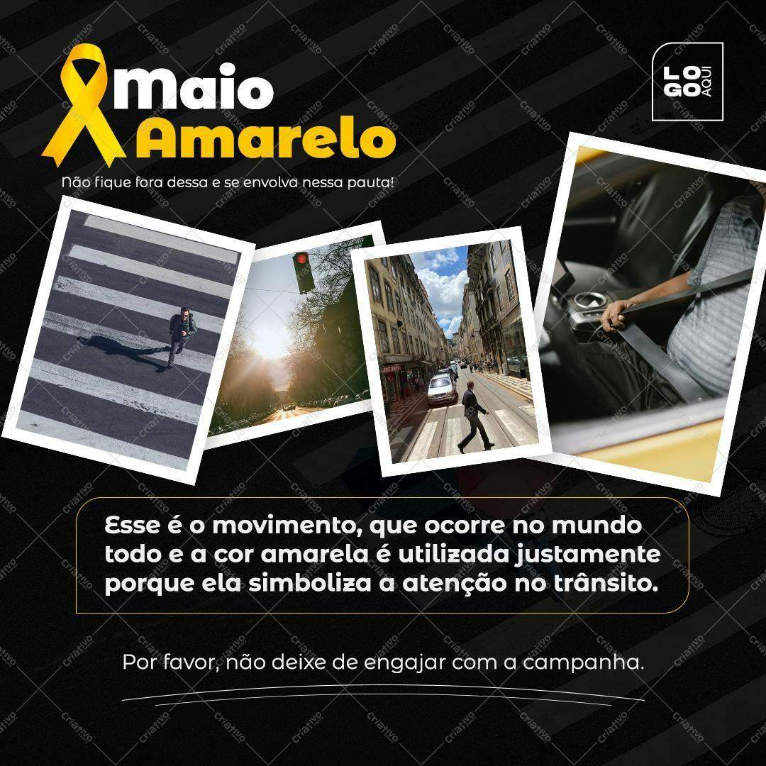 Post para Redes Sociais Maio Amarelo PSD Editável