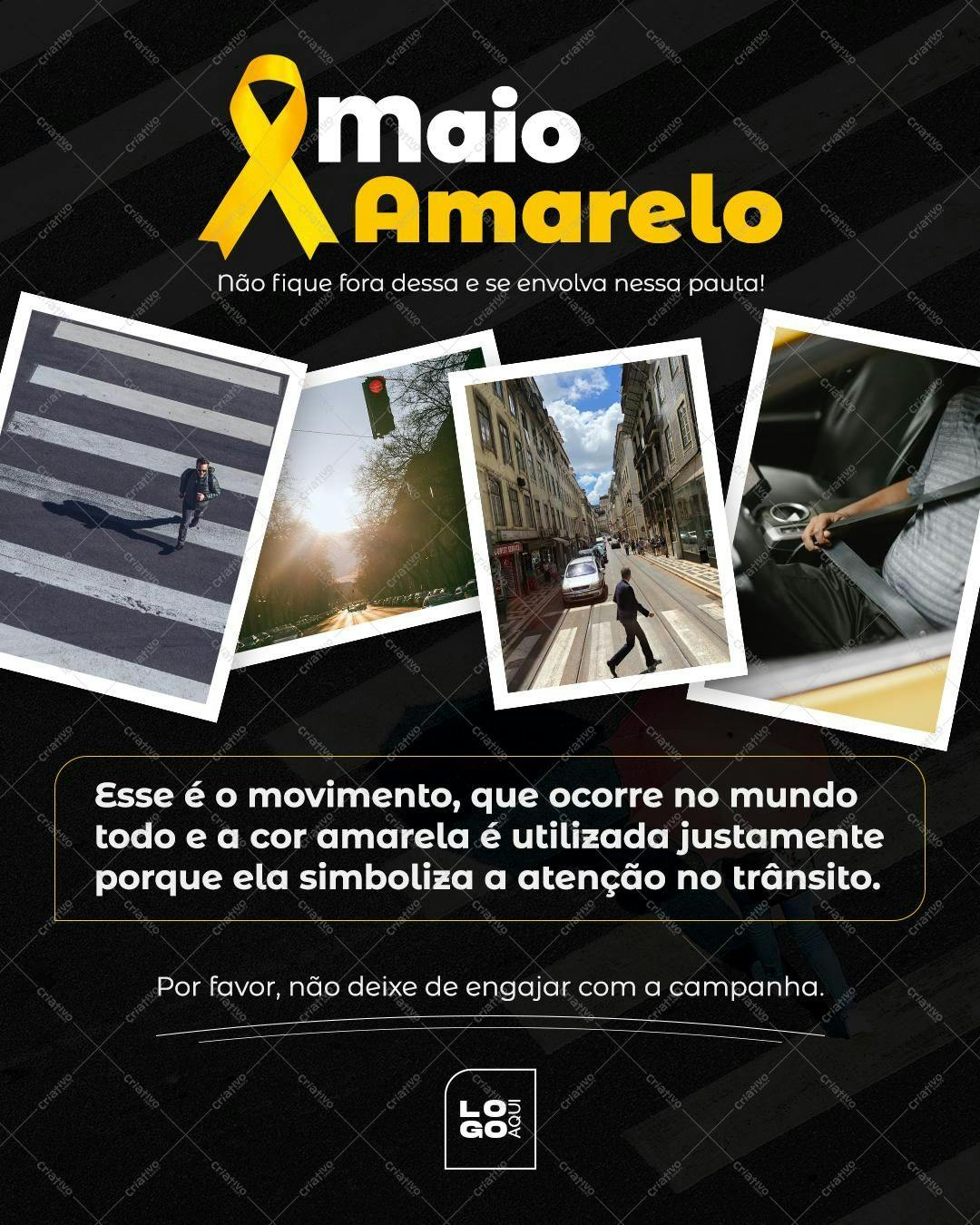 Post para o Maio Amarelo PSD Editável