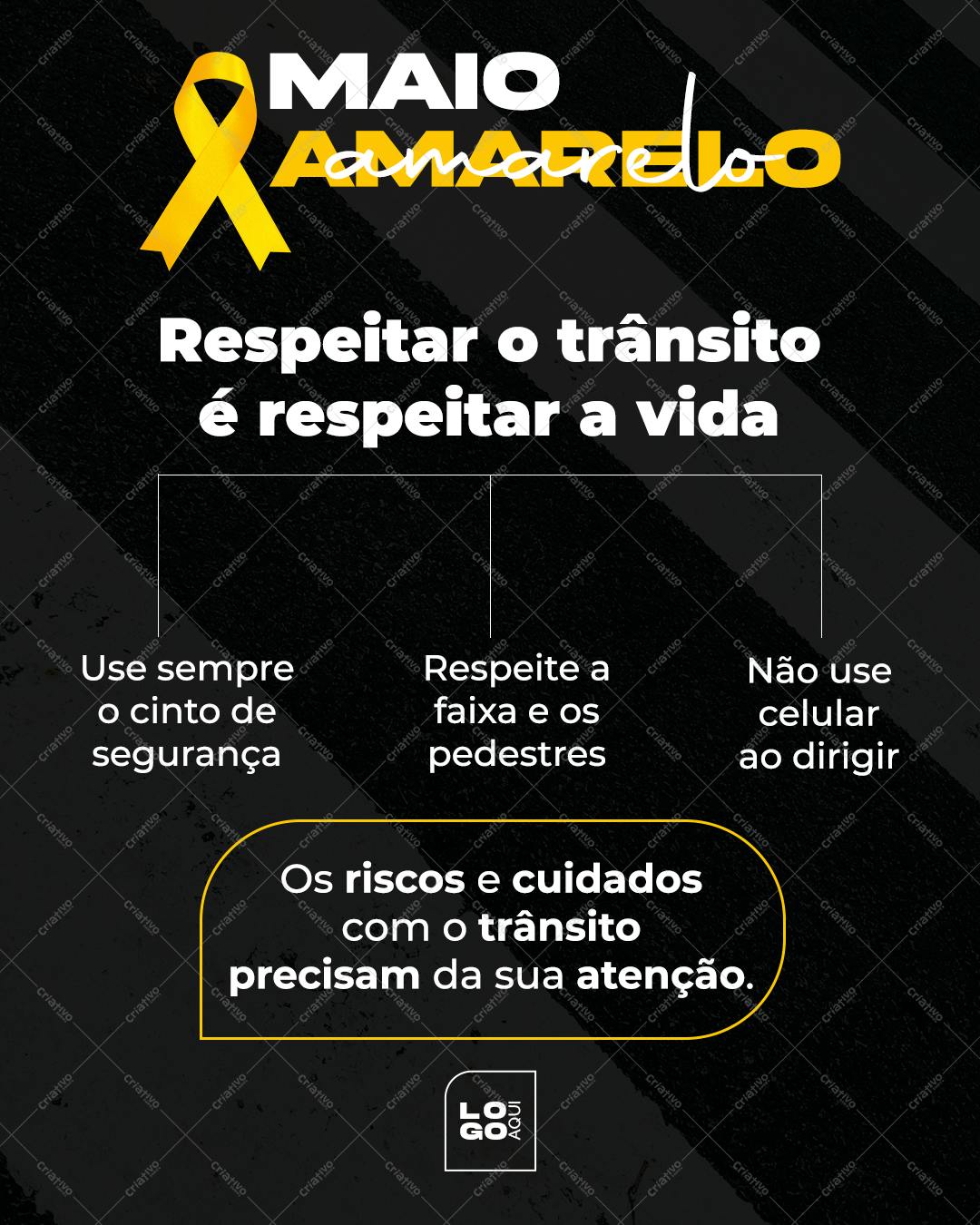 Post para Redes Sociais Maio Amarelo PSD Editável