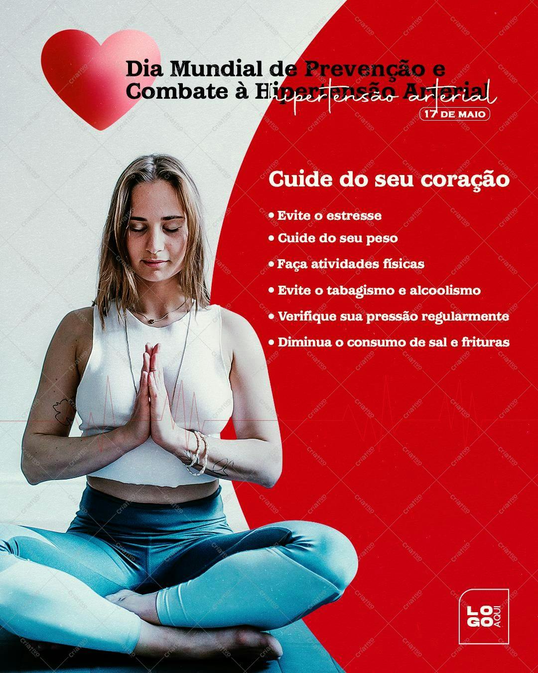 Post para Dia Mundial de Combate à Hipertensão Arterial PSD Editável