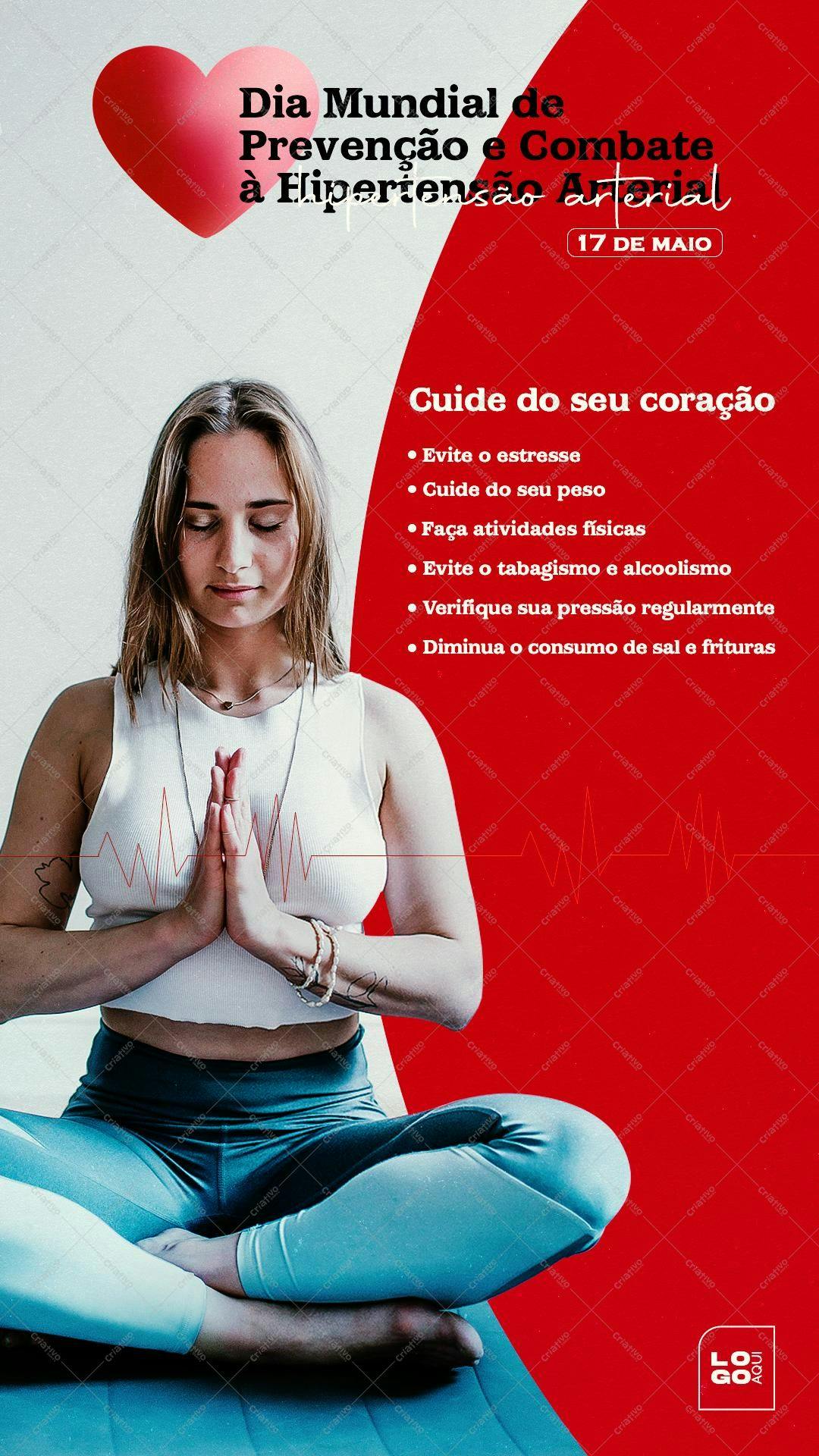 Poster Dia Mundial de Prevenção e Combate à Hipertensão Arterial PSD Editável