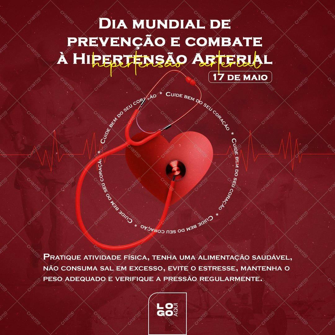 Post para Redes Sociais Dia Mundial de Combate à Hipertensão Arterial PSD Editável