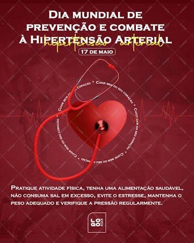 Dia mundial de prevenção e combate à hipertensão arterial , arte editável, imagens inclusas, psd
