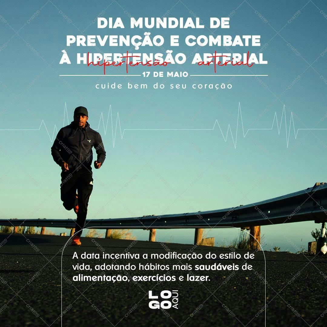 Post para Redes Sociais Dia Mundial de Combate à Hipertensão PSD Editável