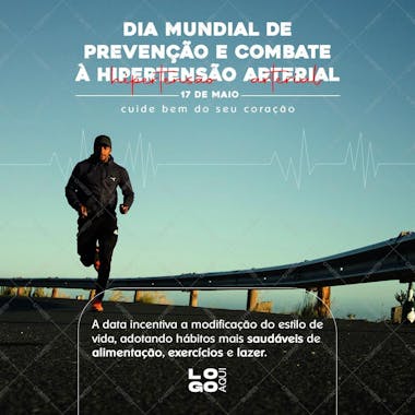 Dia mundial de prevenção e combate à hipertensão arterial , arte editável, imagens inclusas, psd