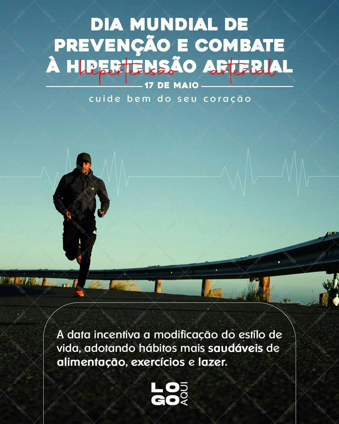 Post para Dia Mundial de Prevenção e Combate à Hipertensão Arterial PSD Editável