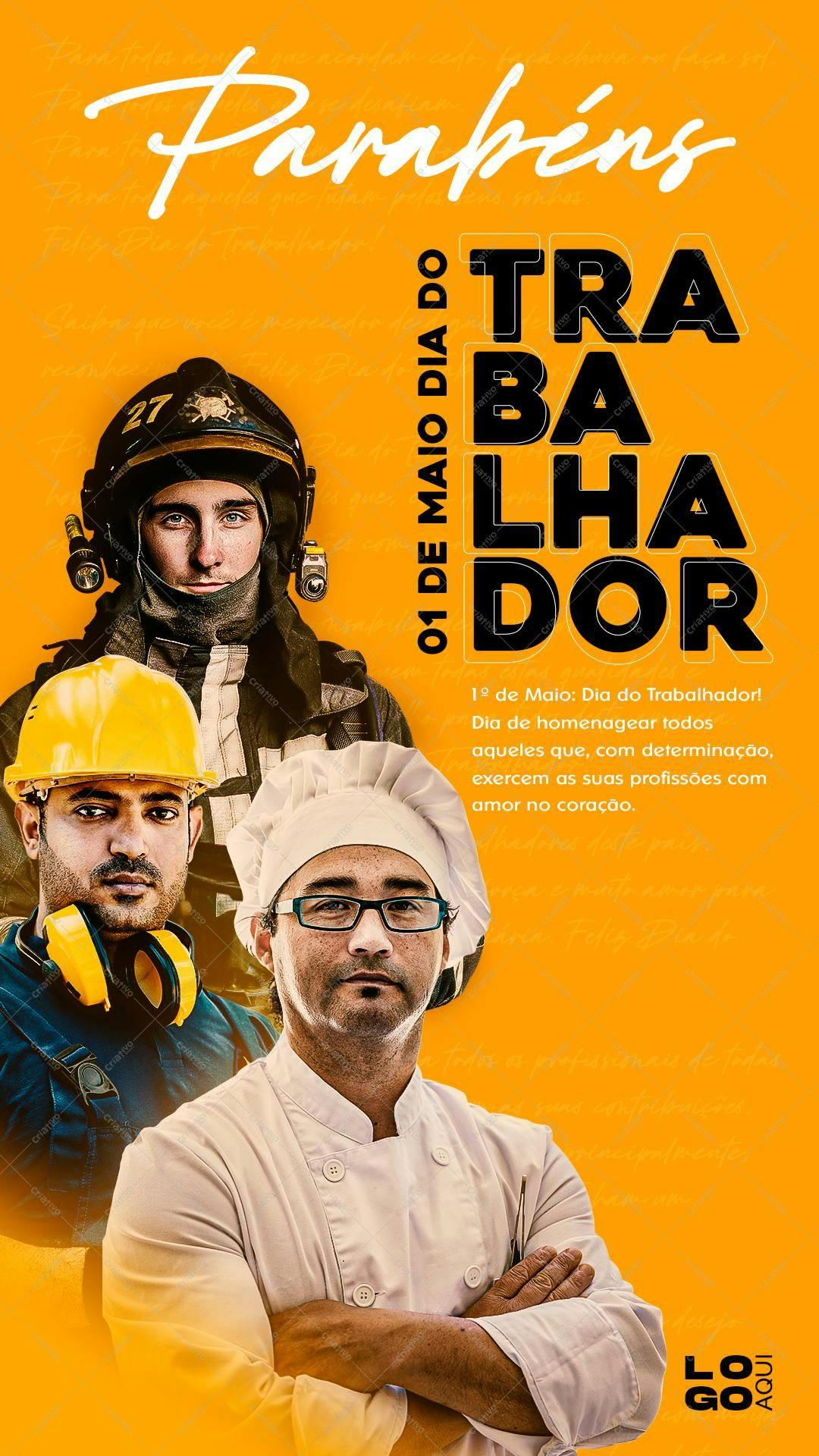 Poster Dia do Trabalhador PSD Editável
