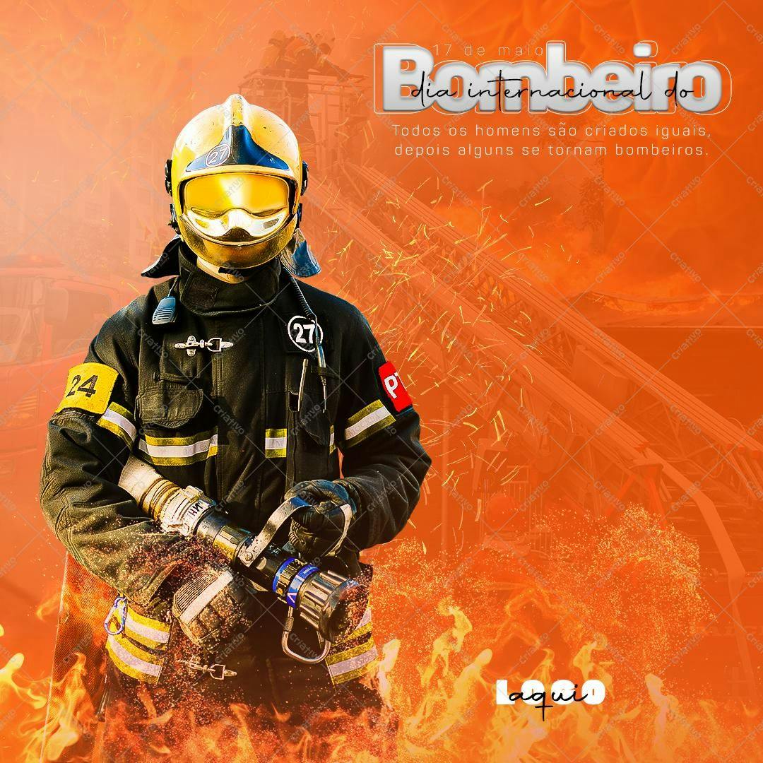 Post para Dia do Bombeiro PSD Editável