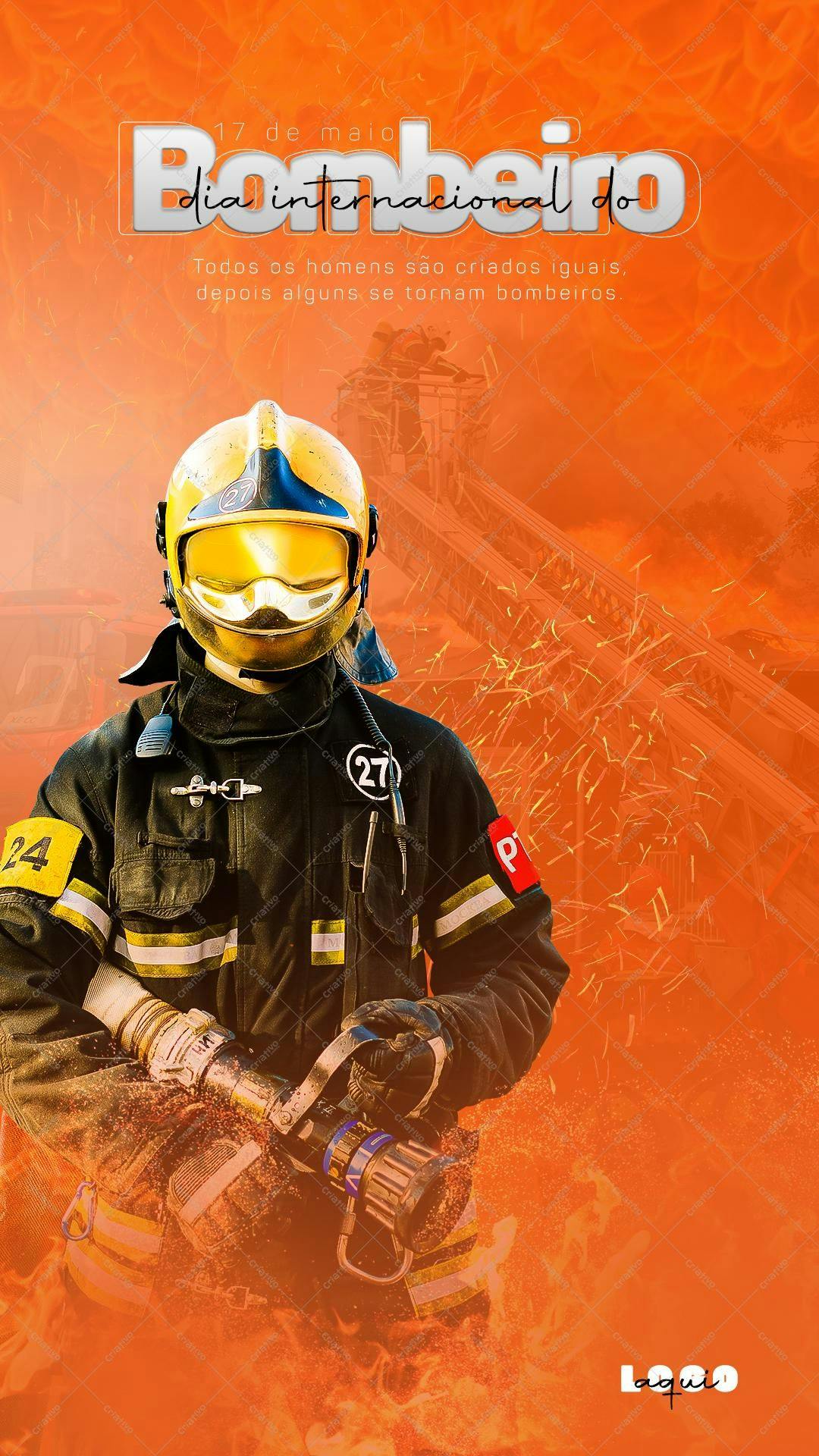 Post para Dia Internacional do Bombeiro PSD Editável
