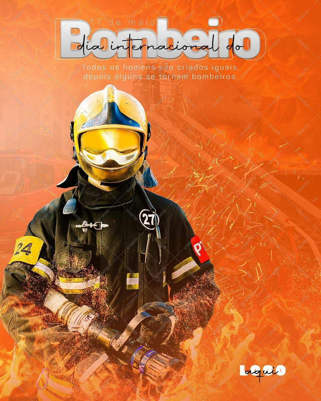 Post para Dia do Bombeiro PSD Editável