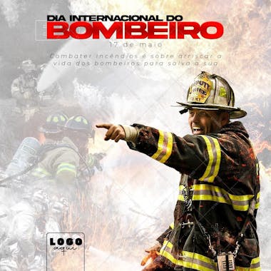 Dia internacional do bombeiro , arte editável, imagens inclusas, psd