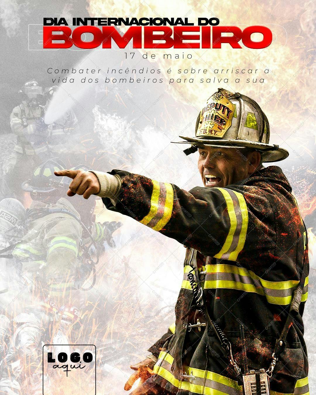 Cartaz Dia do Bombeiro PSD Editável