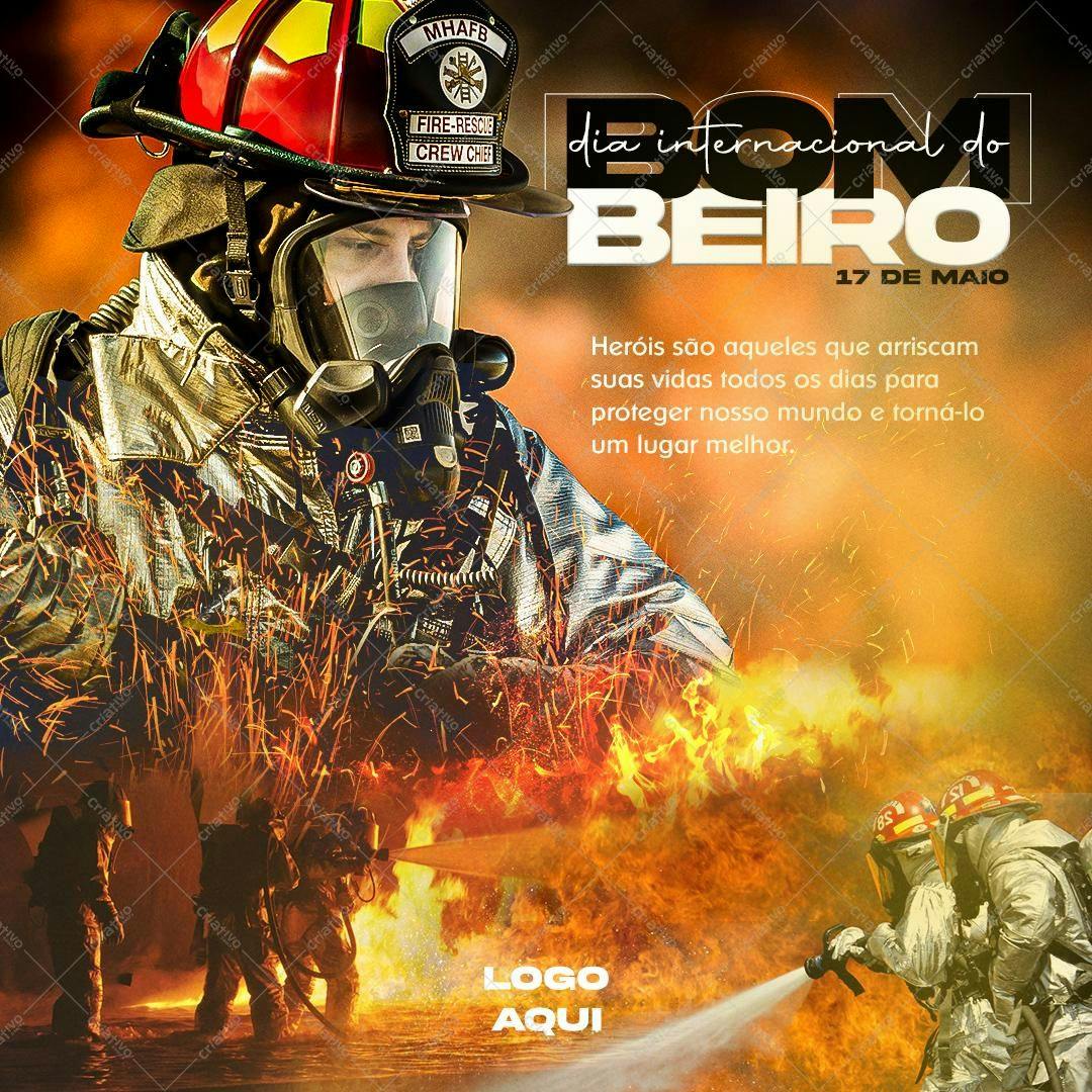 Post para Dia Internacional do Bombeiro PSD Editável