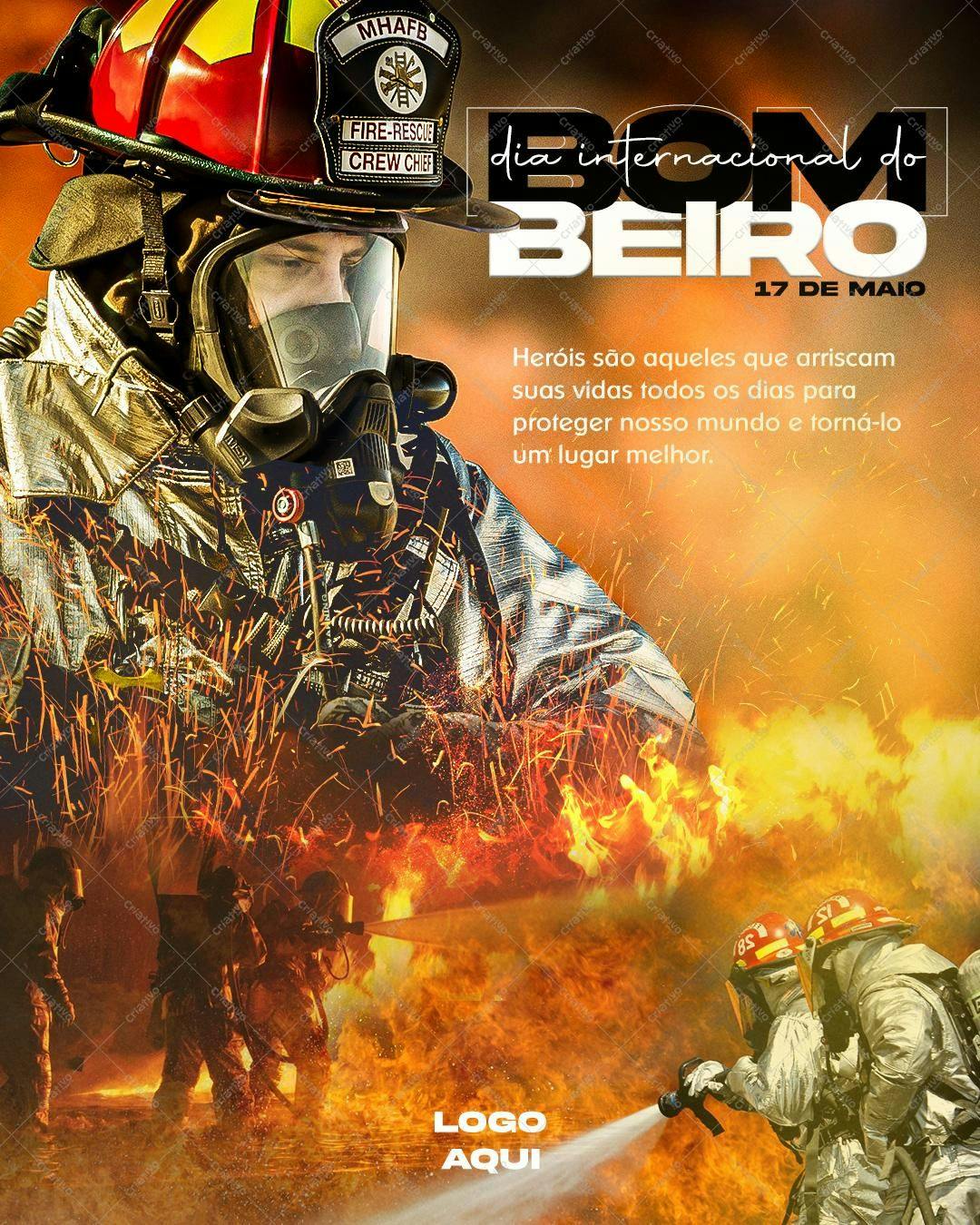 Flyer Dia Internacional do Bombeiro PSD Editável