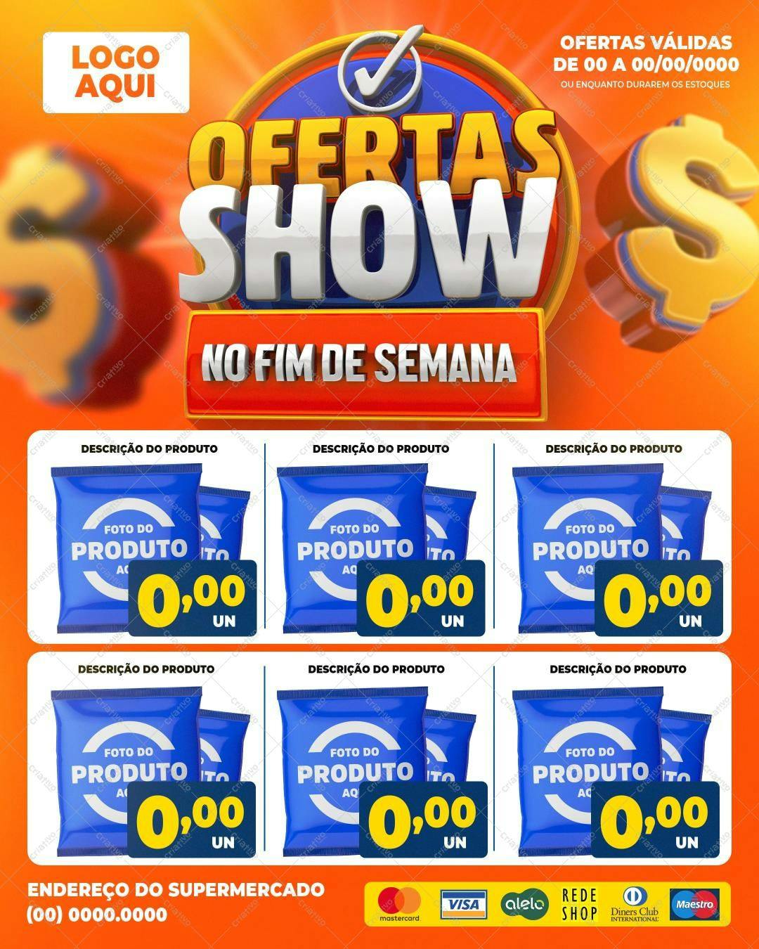 Flyer para Ofertas Show de Fim de Semana PSD Editável