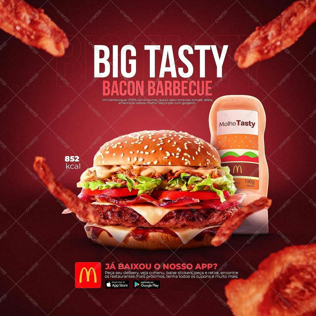 Template de Cardápio para Hamburguer Bacon Barbecue PSD Editável