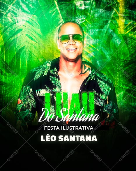 Flyer para Festa Tropical com Léo Santana PSD Editável