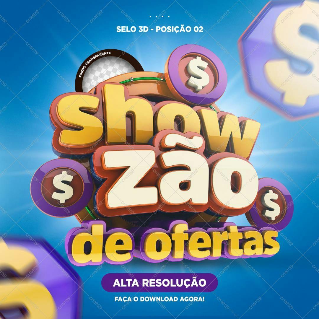 Selo 3D promocional colorido brilhante