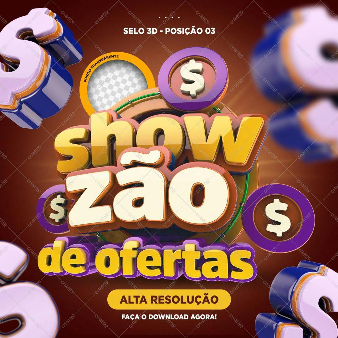Selo 3D promocional Show de Ofertas colorido