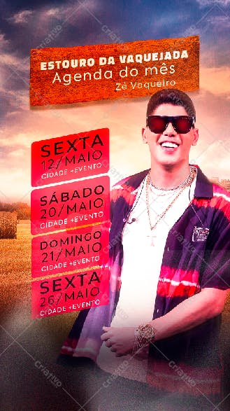 Flyer para Shows de Zé Vaqueiro PSD Editável