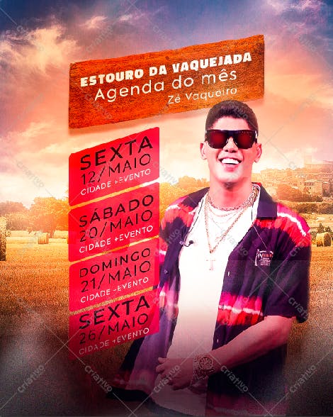 Flyer para Vaquejada com Zé Vaqueiro PSD Editável