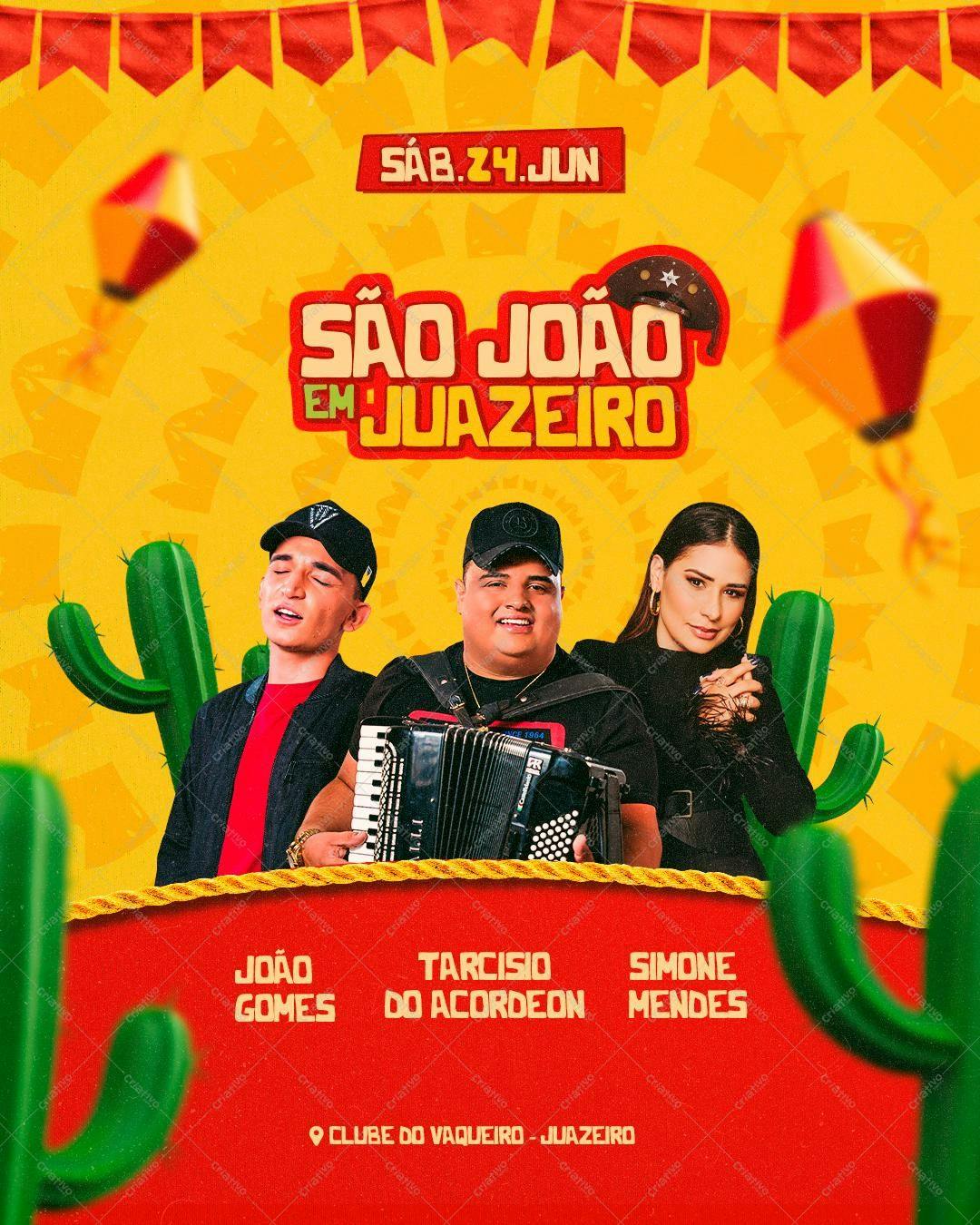 Flyer para Festa Junina São João em Juazeiro PSD Editável