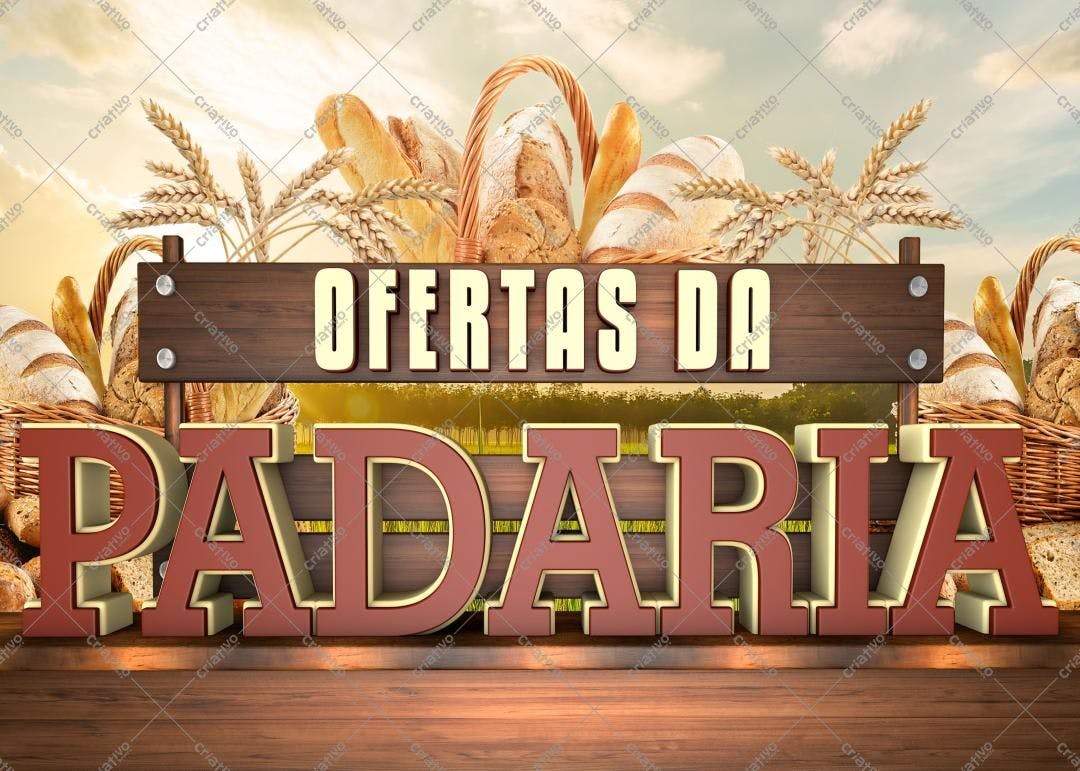 Selo 3D Padaria marrom e bege estilo vintage