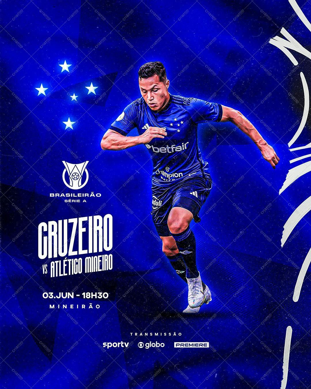Flyer para Jogo Cruzeiro x Atlético Mineiro PSD Editável