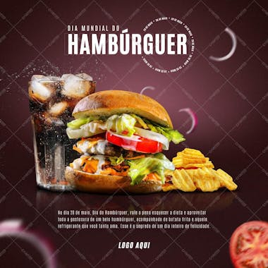 Dia do mundial hambúrguer , arte editável, imagens inclusas, psd, burguer