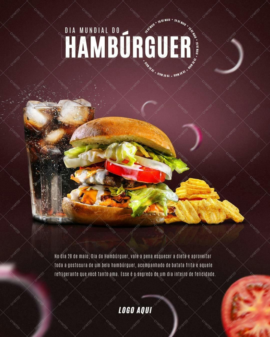 Banner Dia do Hambúrguer PSD Editável
