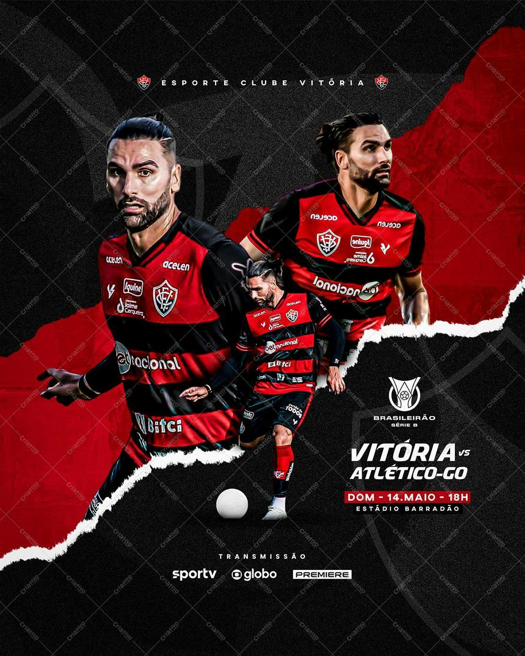 Post para Redes Sociais Vitória x Atlético-GO PSD Editável