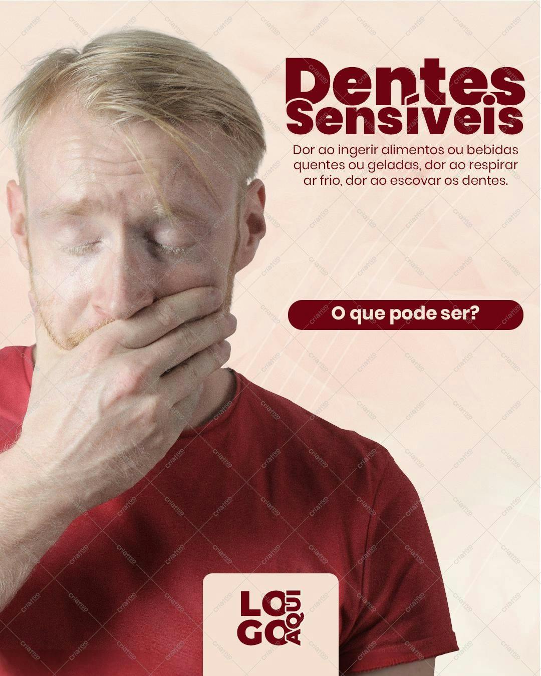 Post para Redes Sociais sobre Dentes Sensíveis PSD Editável
