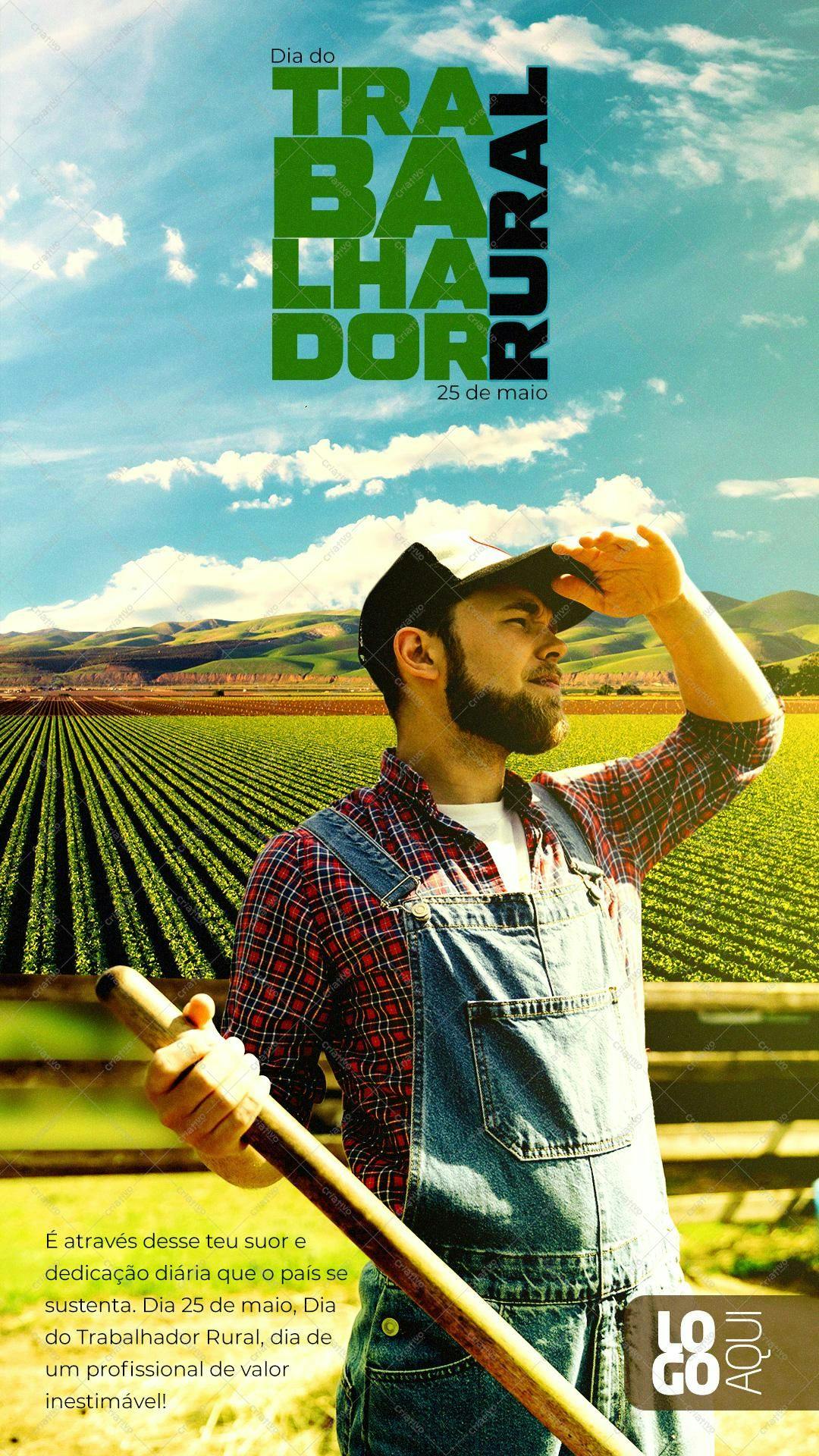Poster Dia do Trabalhador Rural PSD Editável