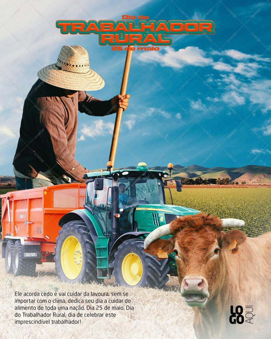 Cartaz Dia do Trabalhador Rural PSD Editável