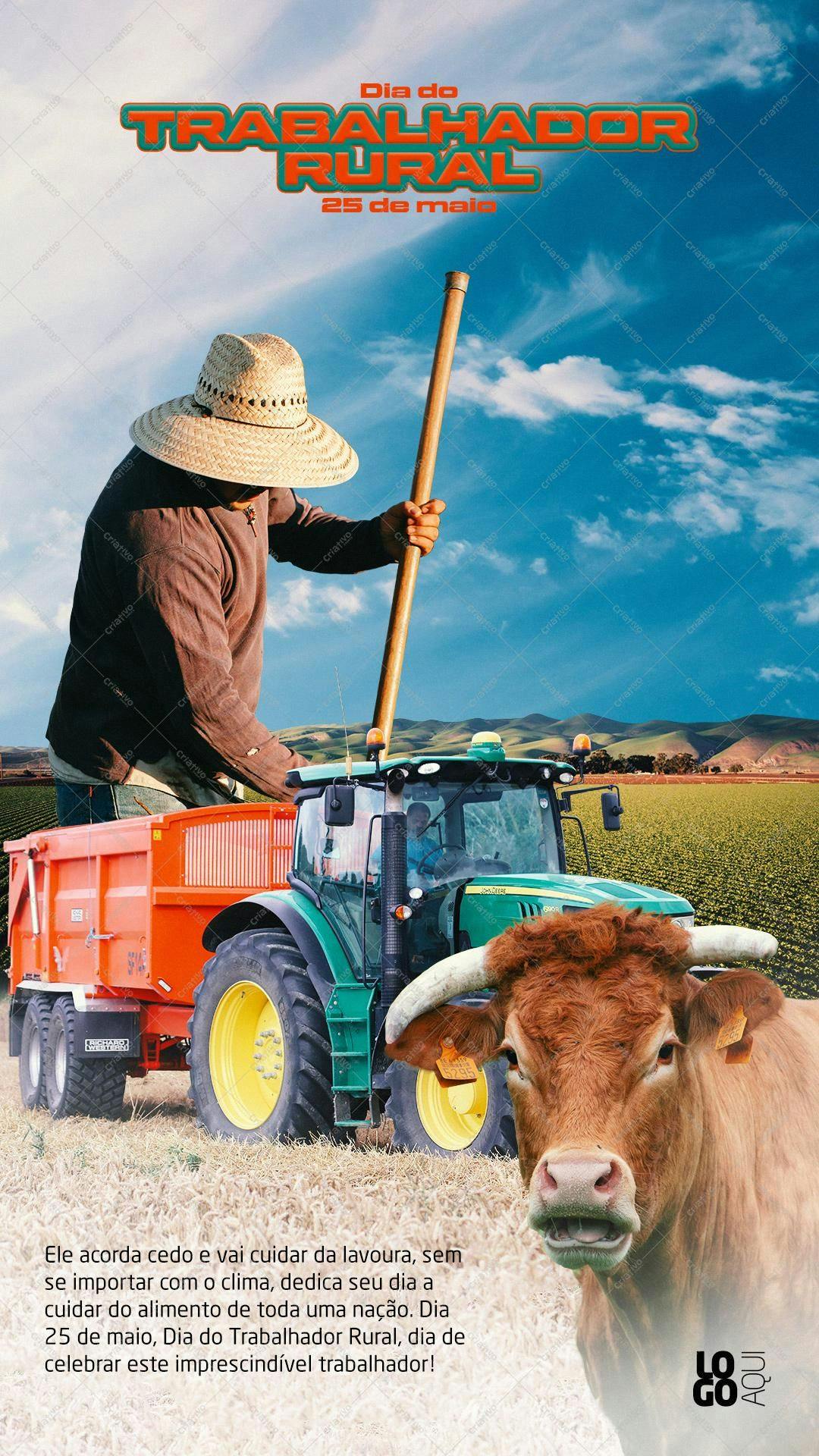 Poster Dia do Trabalhador Rural PSD Editável