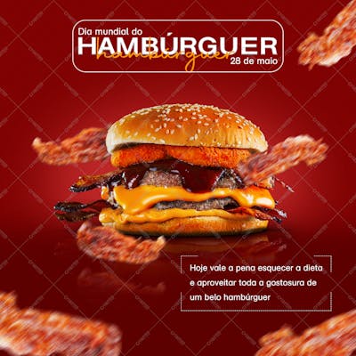 Dia Mundial Do Hambúrguer , arte editável, imagens inclusas, PSD, burguer
