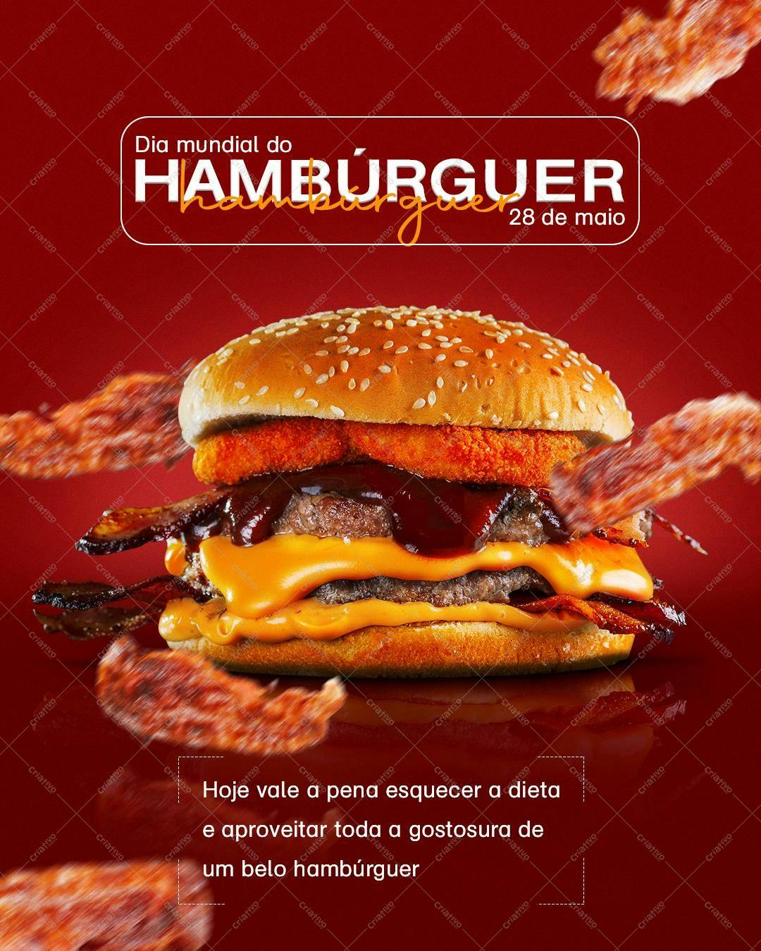 Banner para Dia Mundial do Hambúrguer PSD Editável