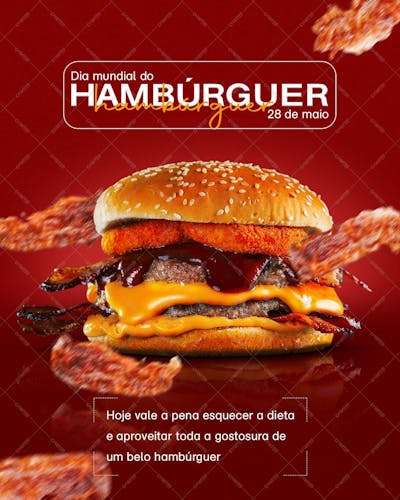 Dia Mundial Do Hambúrguer , arte editável, imagens inclusas, PSD, burguer