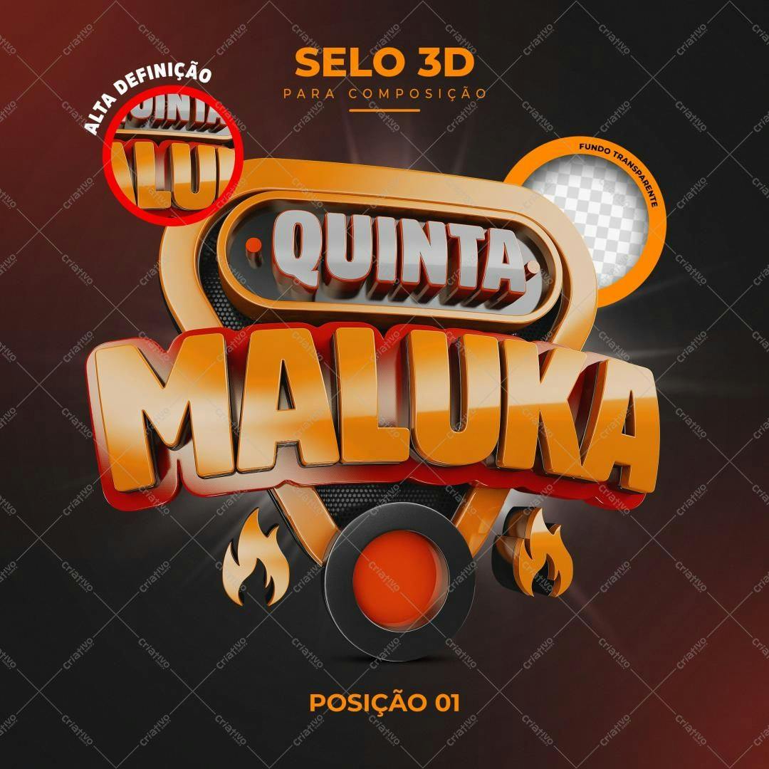 Selo 3D promocional estilo metálico laranja e preto