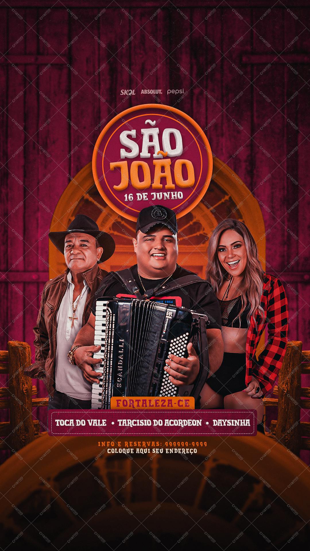 Flyer Festa Junina com Trio Musical PSD Editável