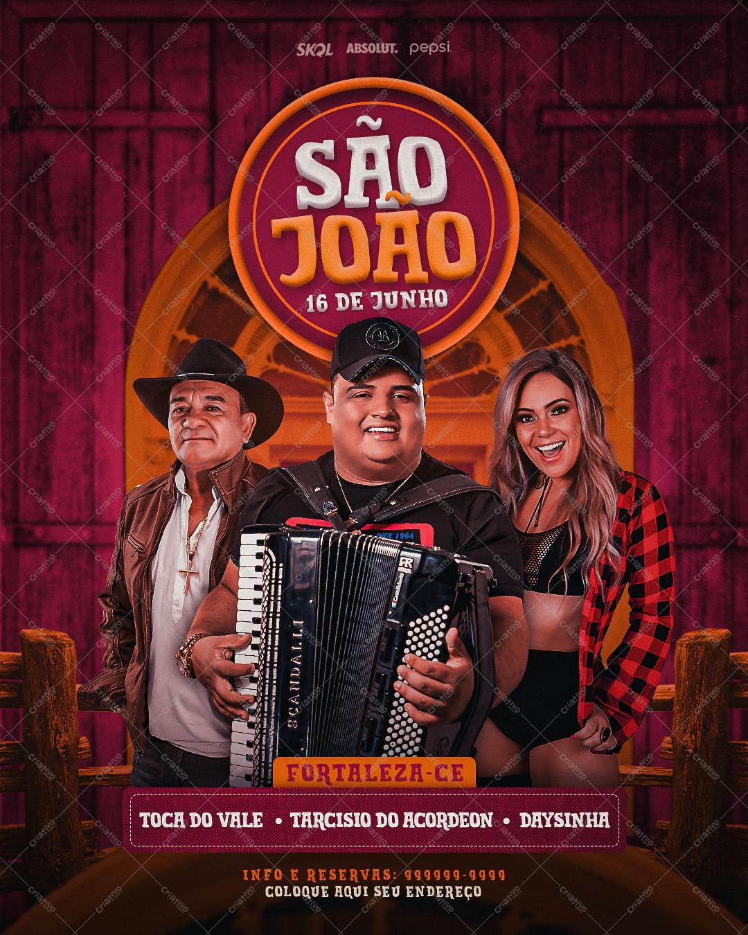Flyer para Festa Junina com Trio Musical PSD Editável